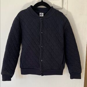 Petit Bateau Quilted Navy Snap Button Jacket - size 6 / 116cm